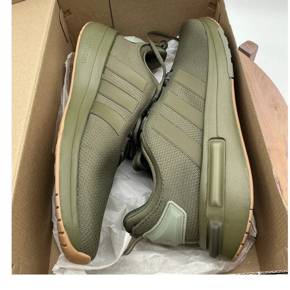 Adidas Racer‎ TR23 Mens Sneakers Olive Green Gum Sole Cloudfoam IH2530 Size 10.5